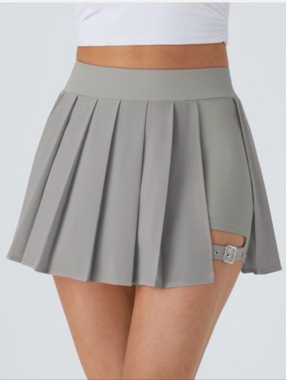 Halara Pleated Skort Buckle Front Lilac L nWt